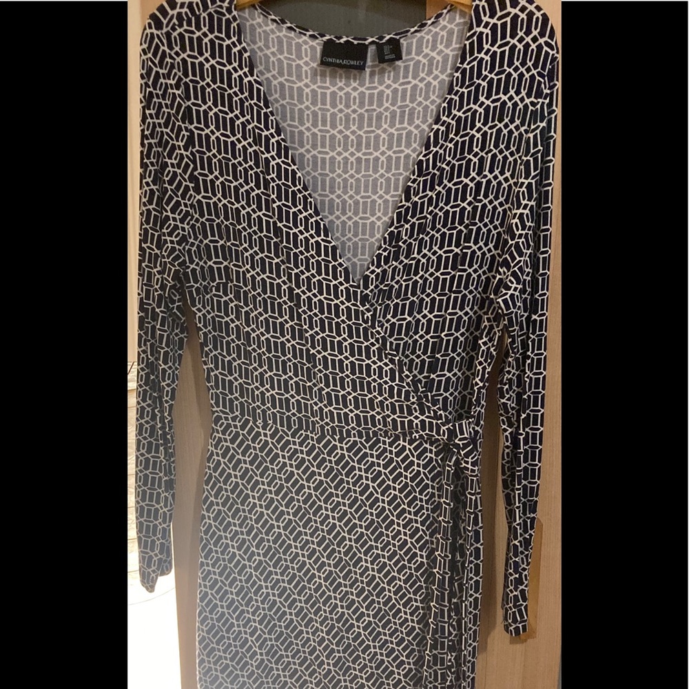 Cynthia Rowley navy and white wrap dress